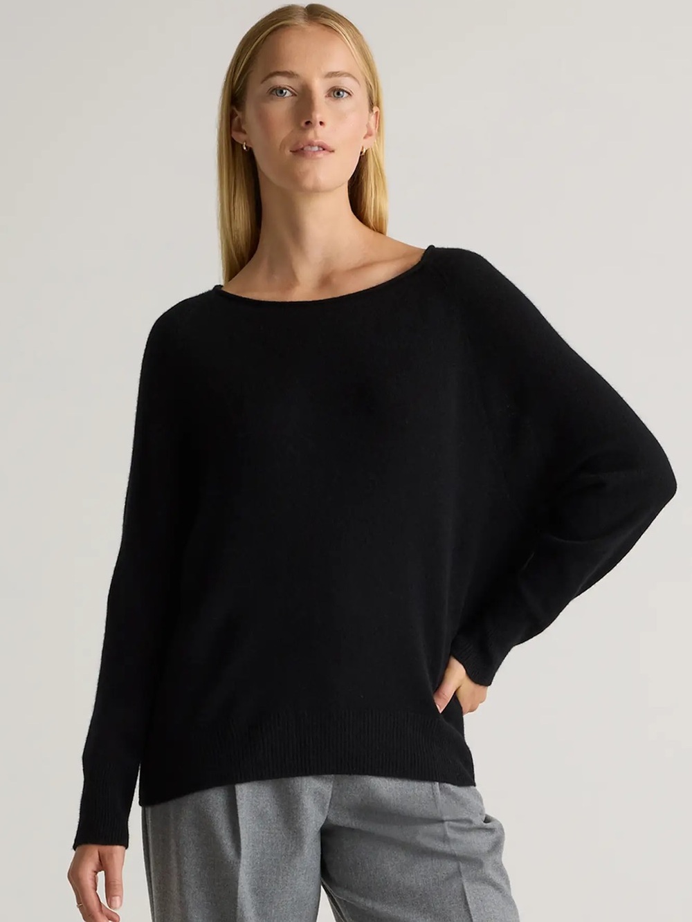 Quince Mongolian Cashmere Boatneck Sweater Lightweight
Soft Cozy Black XL